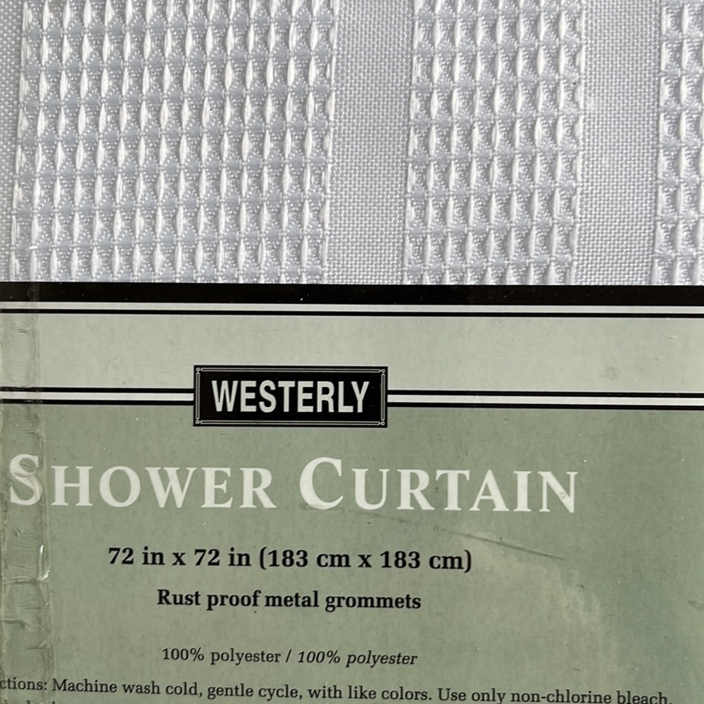 New White Shower Curtain and Hooks - Picture 4 of 5